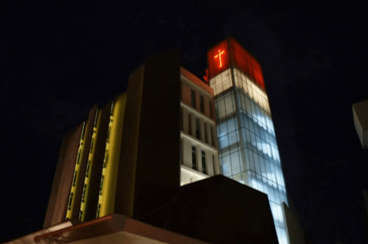 luther centre lit up 1